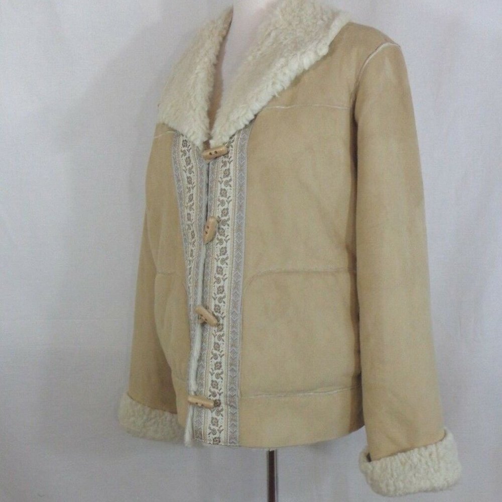 COLDWATER CREEK SZ L FAUX FUR SUEDE  JACKET - Picture 4 of 6
